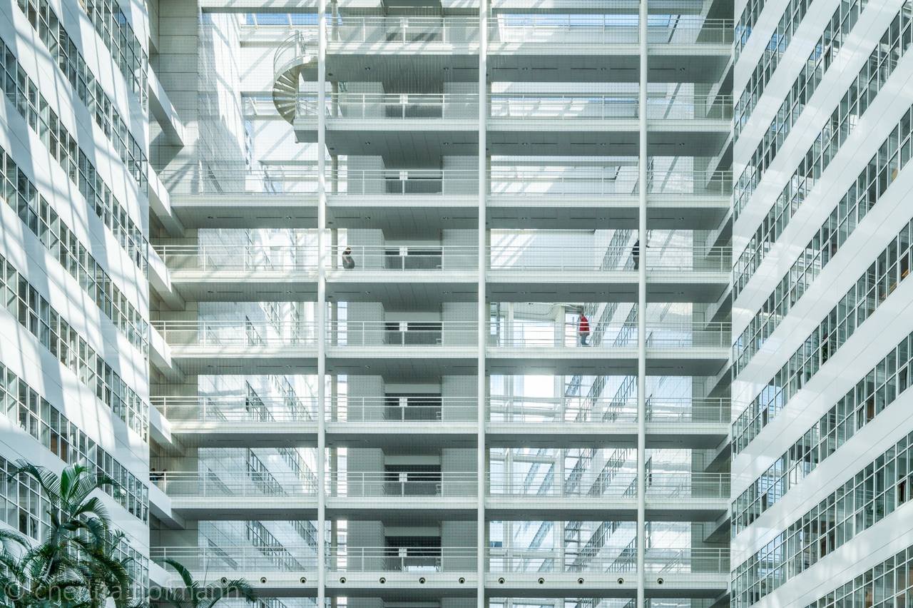 Glass building atrium